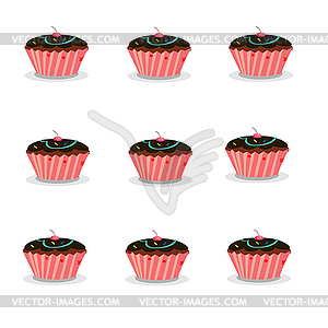 Cupcake set - color vector clipart