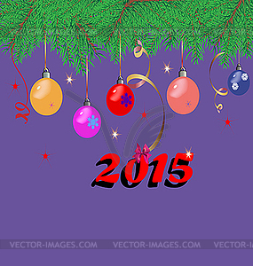 Christmas background with fir branches, colorful - vector clip art