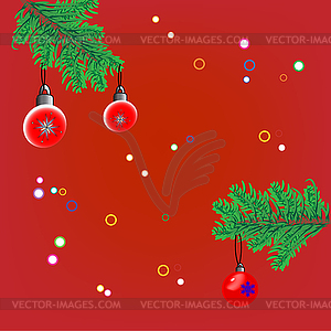 Christmas background with fir branche - vector image