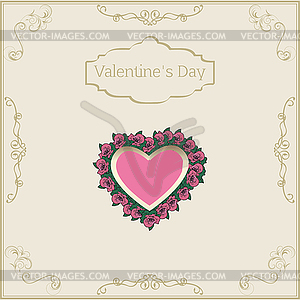 Greeting card for Valentine`s Day in vintage - vector clip art