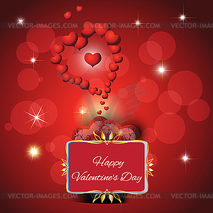 Festive red background with two hearts - vector clipart