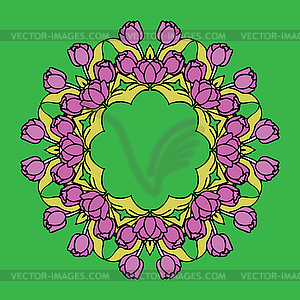 Round floral frame - vector clipart