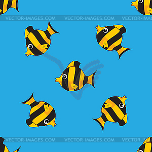 Бесшовные узор с разноцветными рыбами - клипарт в векторе / векторное изображение