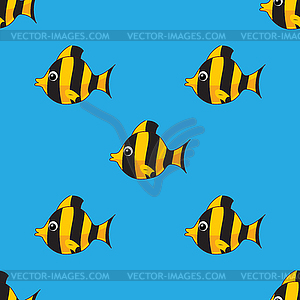 Бесшовные узор с разноцветными рыбами - стоковое векторное изображение