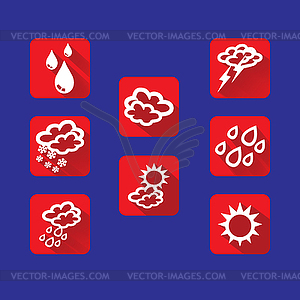 Набор иконок погоды в плоском исполнении - векторизованное изображение клипарта