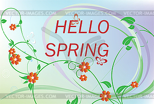 Hello spring with flower - vector EPS clipart