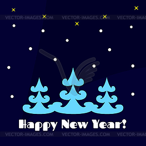 Three christmas trees - vector image