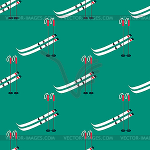 Seamless winter pattern with ski poles - vector image