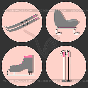 Winter sport elements set - vector image