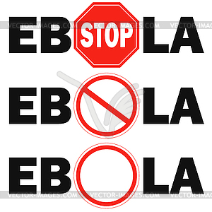 3 stop sign Ebola virus - vector clip art