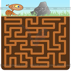 Game for Children with Earthworm and Stone - vector clipart / vector image