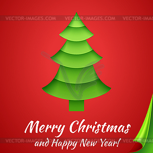 Merry Christmas greeting card with tree - vector image