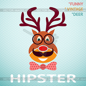 Portrait of funny vintage hipster deer with glasses - vector clipart