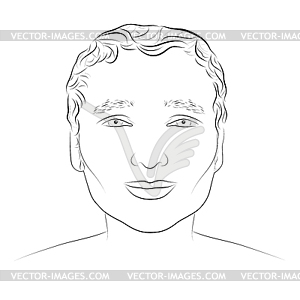 Ink drawing of young attractive male face - vector clipart