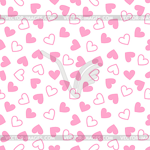 Heart seamless pattern. Pink and white shabby colors - vector clip art