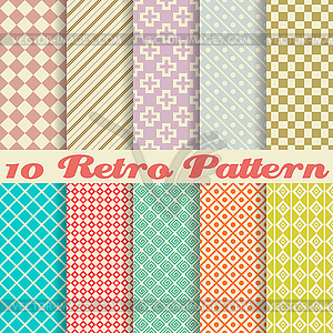 Ten retro different seamless patterns (tiling). - vector clipart / vector image