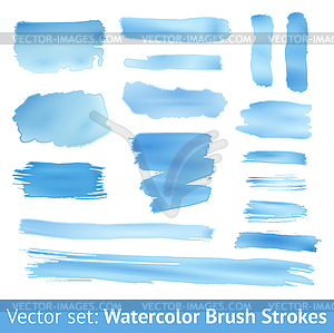 Set of blue watercolor brush stroke - vector clipart