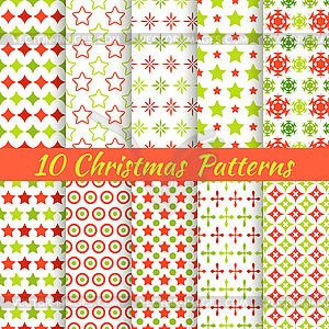 Christmas different seamless patterns (tiling) - vector image