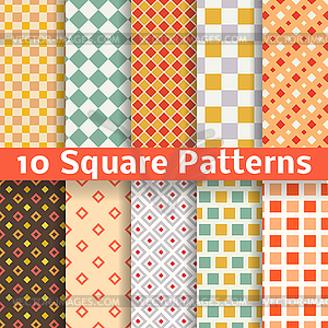 Different square seamless patterns (tiling) - royalty-free vector image