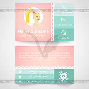 Retro business card (set template) with flat user - royalty-free vector image