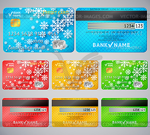 Set of realistic credit card two sides - vector clipart