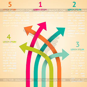 Five retro different way infographics - vector image