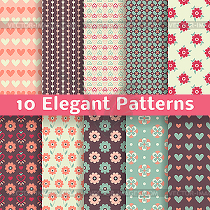 Elegant romantic seamless patterns (tiling). Retro - vector clipart