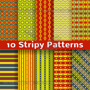 Different colorful stripy seamless patterns (tiling) - vector image