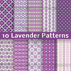 Lavender different seamless patterns - vector EPS clipart