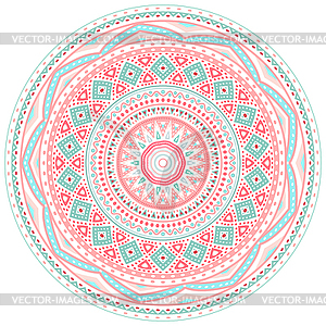 Decorative pink and blue round pattern frame - vector image