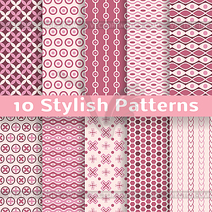 Stylish seamless patterns (tiling). Pink color - royalty-free vector image