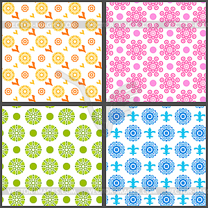 Spring abstract floral seamless patterns - vector image