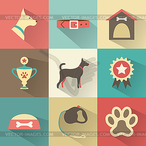 Retro dog icons set. for web, mobile - vector clipart