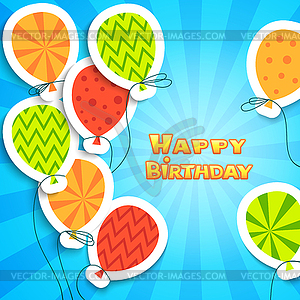 Happy birthday colorful applique background - vector image