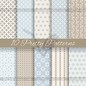 Pretty pastel seamless patterns (tiling, with - vector EPS clipart