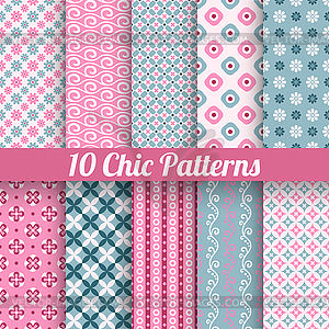 Chic different seamless patterns (tiling) - vector image