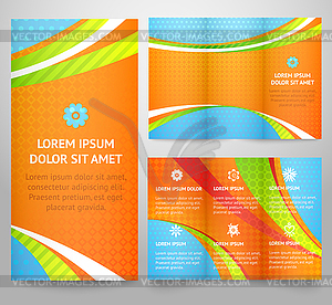 Professional three fold business flyer template, - vector image