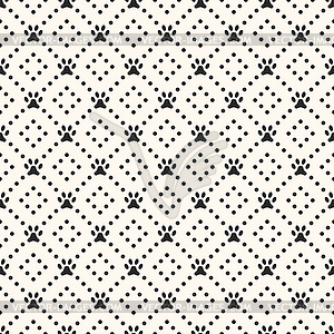 Seamless animal pattern of paw footprint and bone - vector image