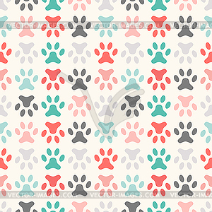 Animal seamless pattern of paw footprint - vector image