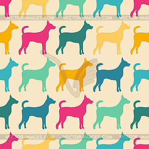 Funny animal seamless pattern of dog silhouettes - vector clip art