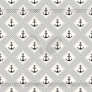 Seamless pattern of anchor shape and line - vector clip art