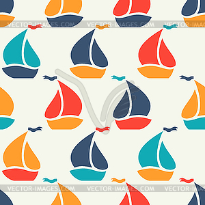 Seamless pattern of colorful sailboat shape - vector clipart / vector image