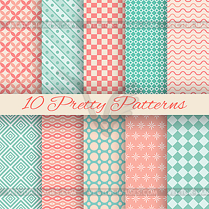 Pretty pastel seamless patterns (tiling, with - vector image