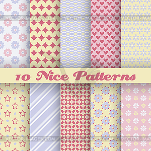 Charming different seamless patterns - vector image