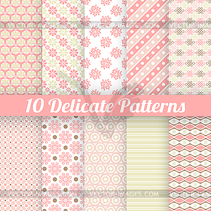 10 Delicate lovely seamless patterns - vector image