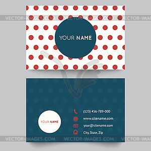Business card template, red and white pattern design - vector image