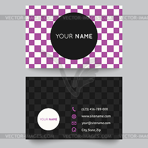 Business card template, purple and white pattern - vector clipart / vector image