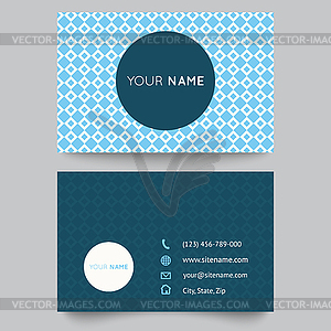 Business card template, blue and white pattern - vector image