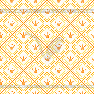 Simple seamless pattern with crown. Orange and - royalty-free vector clipart