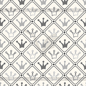 Simple seamless pattern with crown. Black and - vector clipart